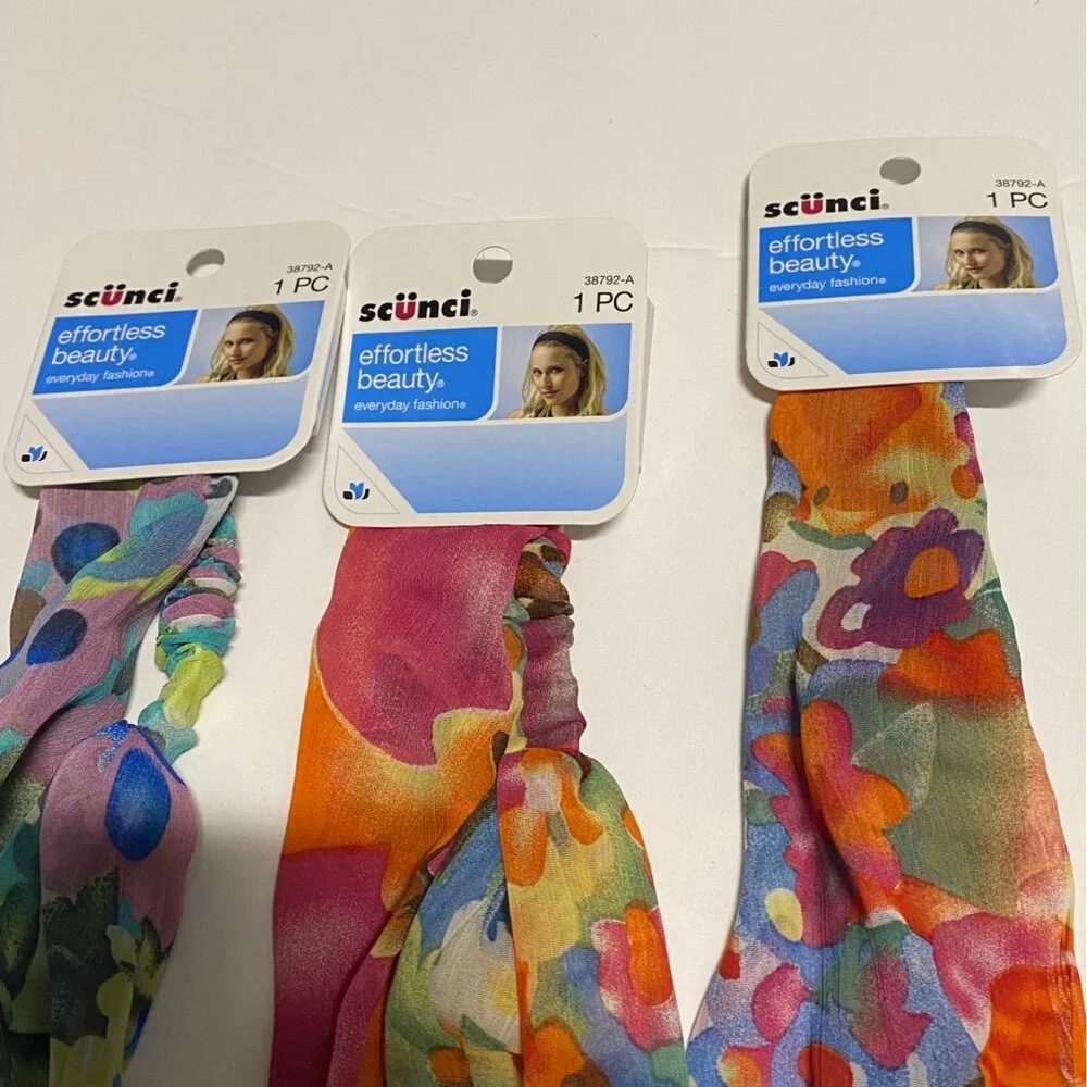 3pc Scunci Effortless‎ Beauty Hair Scarves Floral Multicolor Fashion Headwrap
